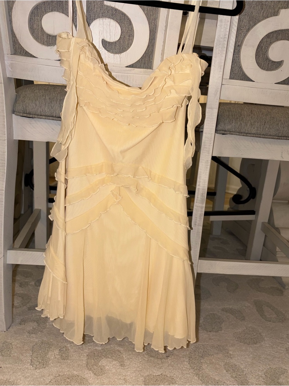 SHEIN Light Cream Ruffle Slip Dress